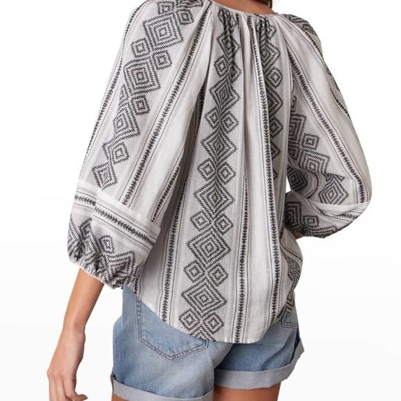 Velvet by Graham & Spencer Louise Jacquard Top - 100% Cotton Black Boho Classic - Picture 2 of 16